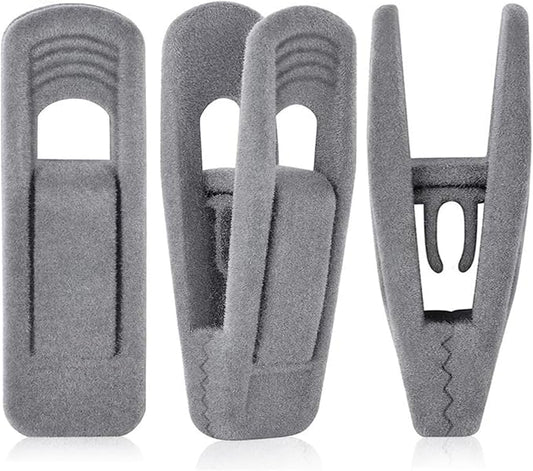 Grey Velvet Hangers Clips, Non-Slip Velvet Skirt Hanger Clips by TOFIIGREM