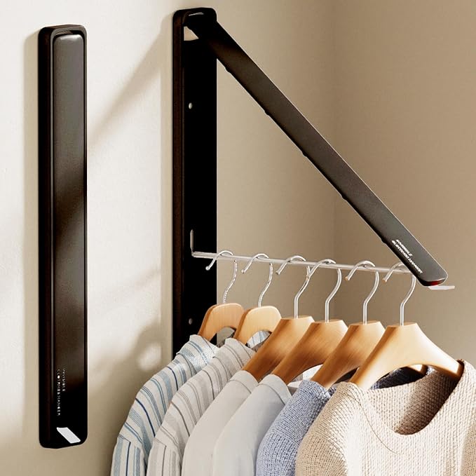 Clothes Drying Rack, Laundry Room Wall Mounted Retractable Clothes Hanger by Unknown