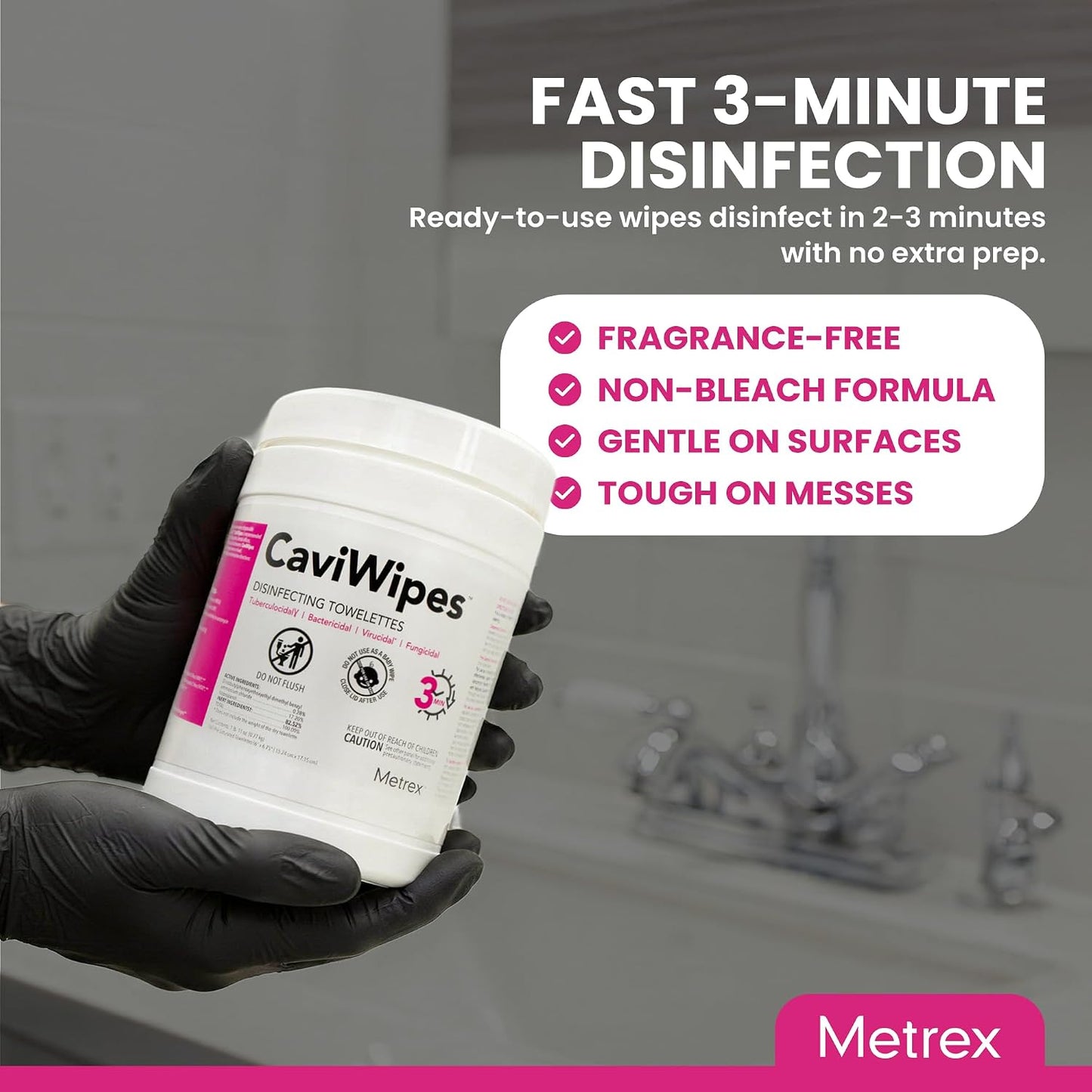 Metrex CaviWipes Disinfecting Wipes, 160 Ct Canister, 4-Pack | Alcohol-Scented, Durable Non-Woven Wipes, Won't Tear or Bunch, Reliable Surface Cleaner, Daily Facility Use