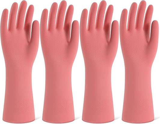 Rubber Cleaning Gloves for Dishwashing, 4 Pairs Reusable Kitchen Gloves for by Unknown