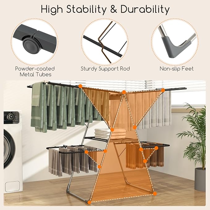 Giantex Clothes Drying Rack, Foldable Laundry Drying Rack - Image 6