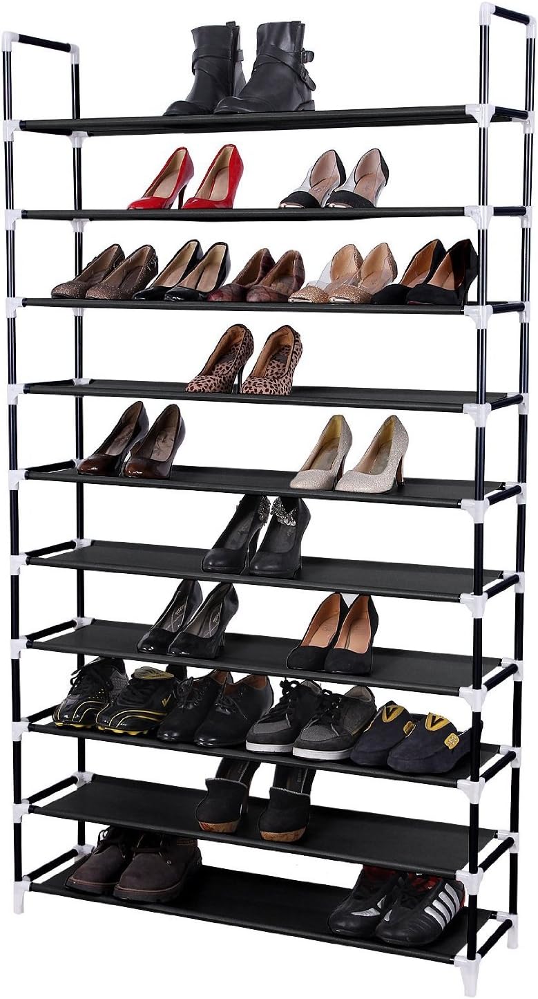 10 tiers shoe rack 50 pairs non woven, side view