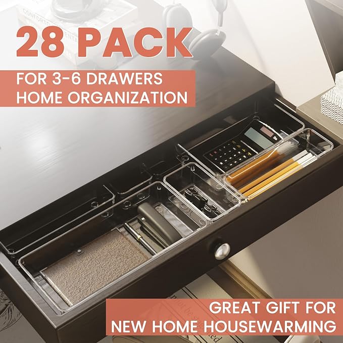 Large Clear Plastic Drawer Organizer 28 Pack - Image 6