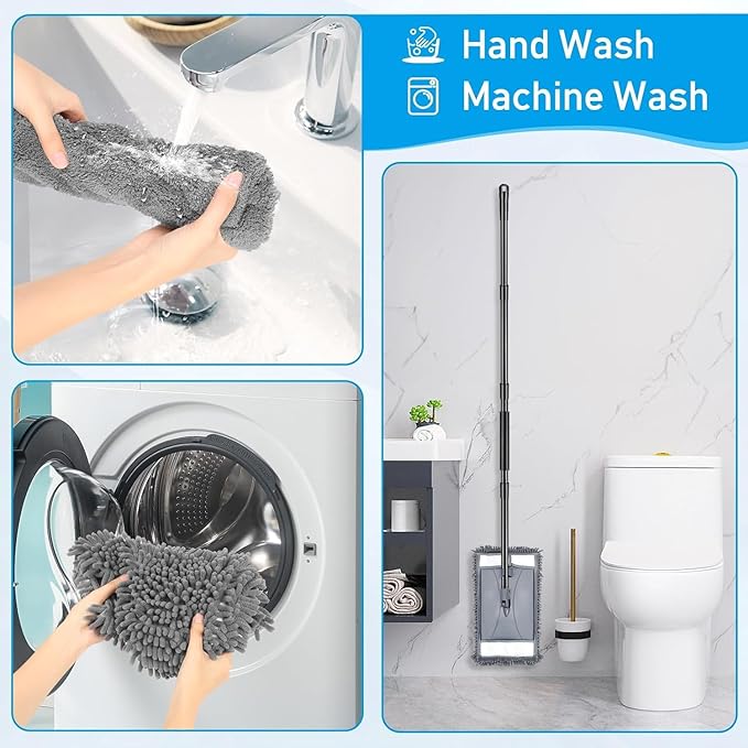 Wall Cleaner Mop Replacement Head, 2 Pack Chenille Reusable Dust Mop Pads - Image 5
