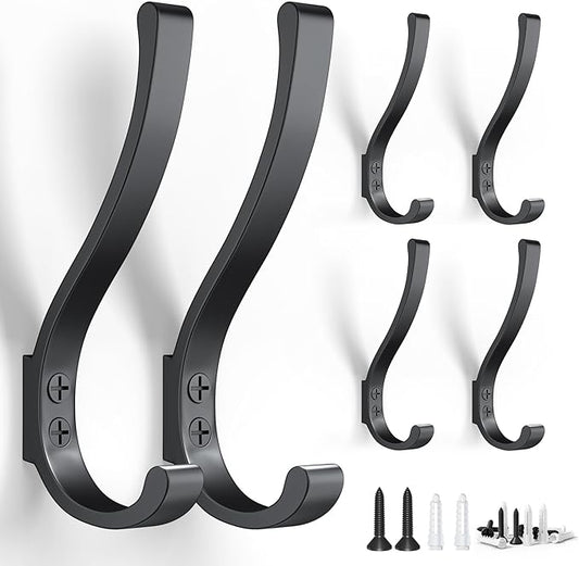 6-Pack Heavy Duty Coat Hooks for Wall Mount by BREYDROK