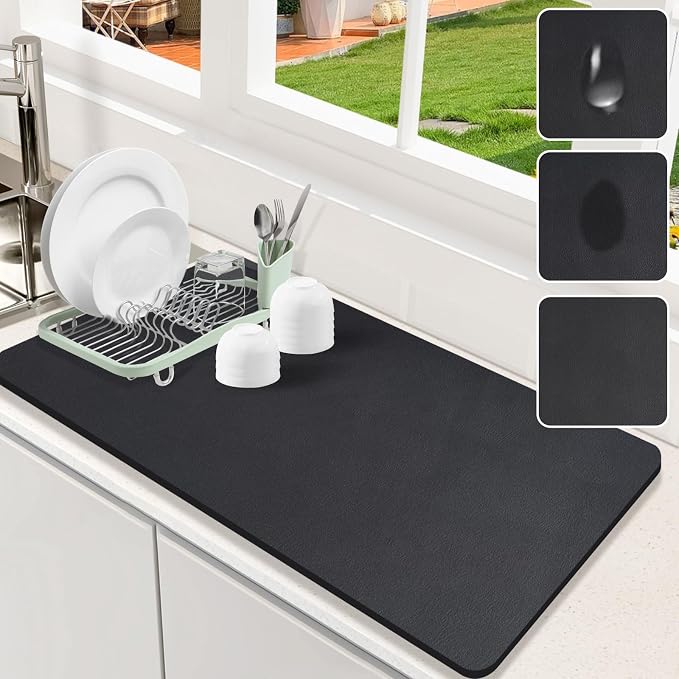 Dish Drying Mat for Kitchen Counter, Hide Stain Anti Absorbent for Kitchen by Etomiel