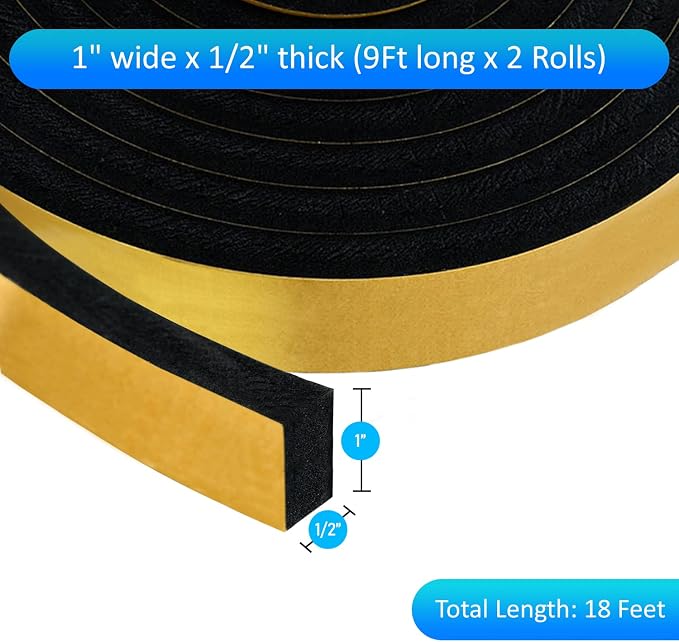 High Density Foam Weather Stripping Door Seal Strip Insulation Tape Roll - Image 2