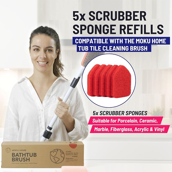 Replacement Scrubber Refill for Moku Home Extendable Tub Tile Shower Brush for - Image 2