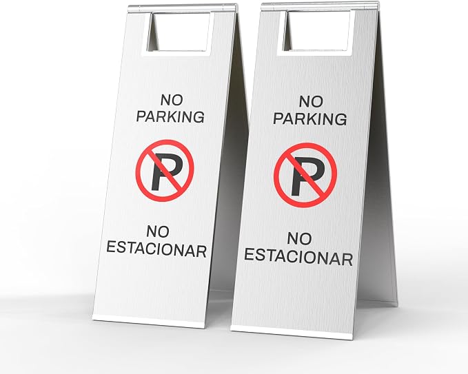 Stainless Steel No Parking Sign Portable Foldable Handle 2-Pack by CrazyAnt