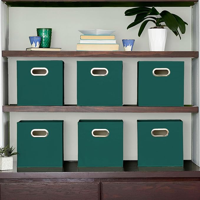 Household Essentials 6 ct Open Fabric Cube Storage Bins, Forest Green - Image 3