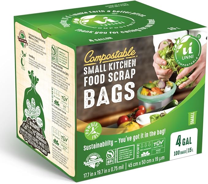UNNI Compostable Trash Bags, 4 Gallon / 15 Liter, Extra Thick 0.75 mil Small - Image 6