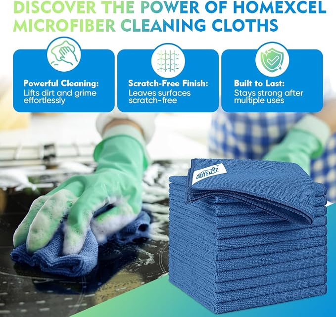HOMEXCEL Microfiber Cleaning Cloth 12 Pack 12.5 x 12.5 inch Microfiber Towels - Image 2