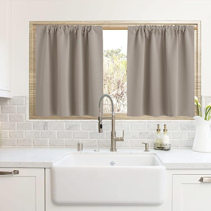 RYB HOME Blackout Curtains for Kitchen, Over Sink Privacy Curtains Window Decor by RYBHOME
