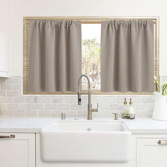 RYB HOME Blackout Curtains for Kitchen, Over Sink Privacy Curtains Window Decor by RYBHOME