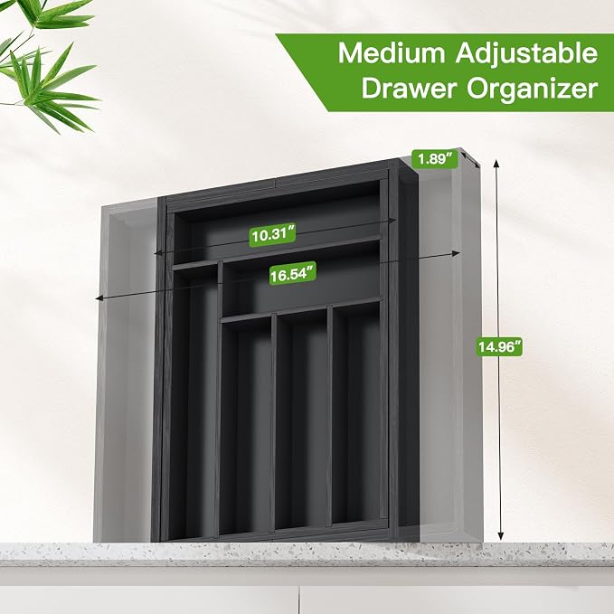 Pipishell Bamboo Expandable Drawer Organizer - Image 2