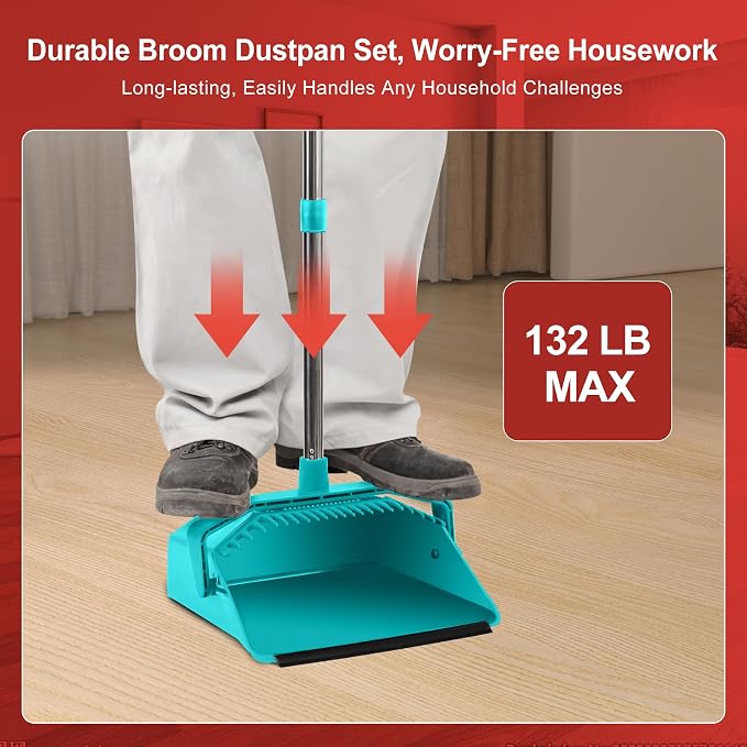 Upgrade Broom with Dustpan Combo Set, Broom and Dustpan Set with 51'' Long - Image 2