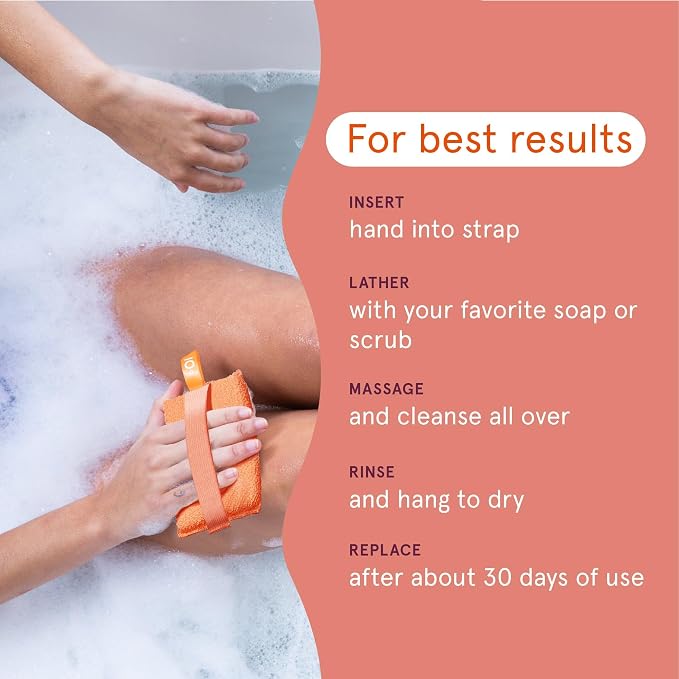 Cleanlogic Bath and Body Exfoliating Body Scrubber, Large Exfoliator Tool - Image 4