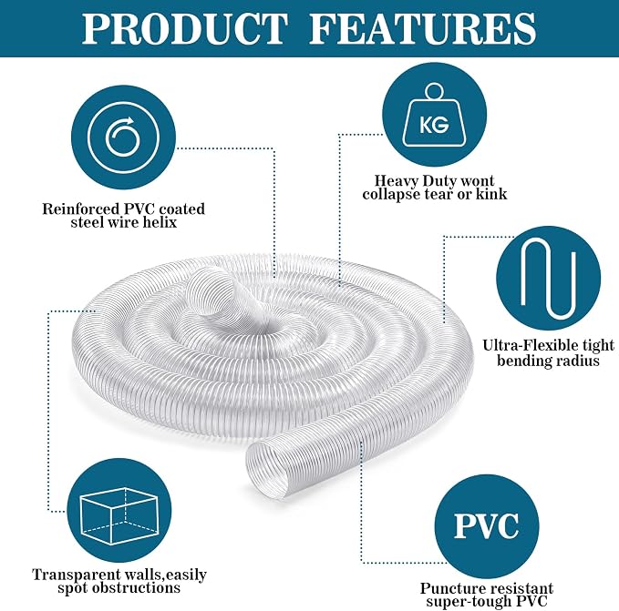 3 Inches 30 ft PVC Dust Collection Hose - Image 2