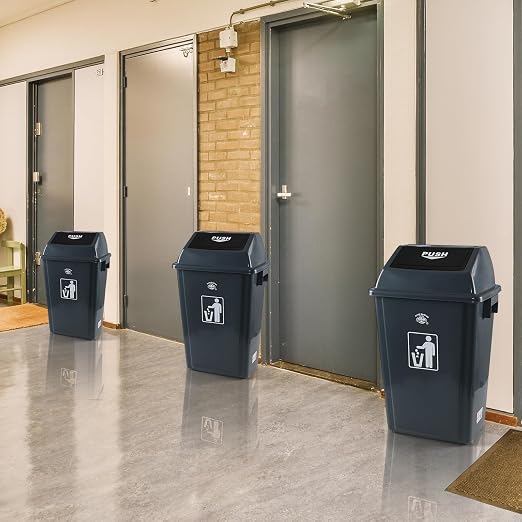 4 Pack 18 Gal Plastic Garage Can - Image 4