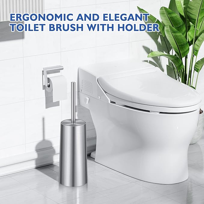 Toilet Brush and Holder, 2 Pack Toilet Brush Stainless Steel, Toilet Bowl Brush - Image 6
