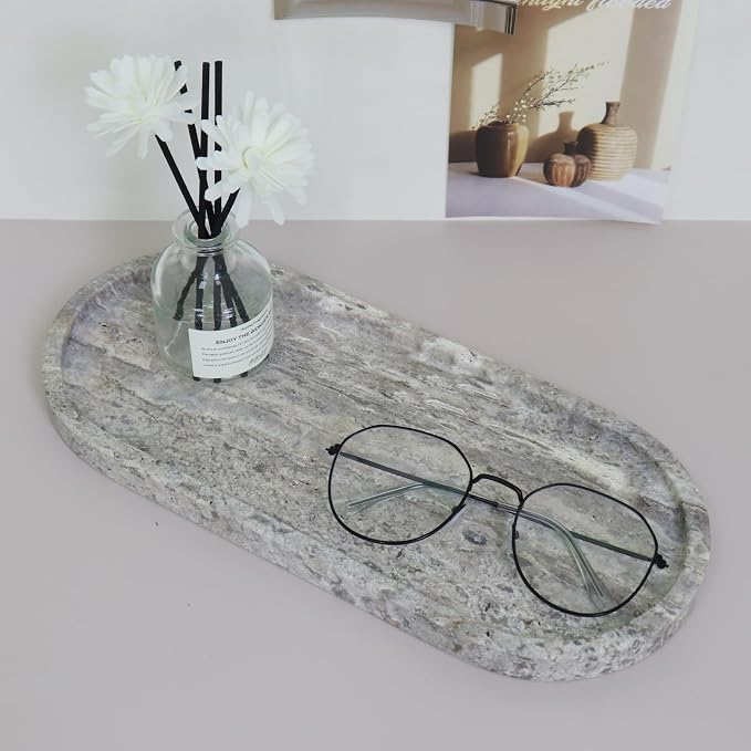 Natural Marble Tray, Oval Vanity Decorative Tray - Image 9