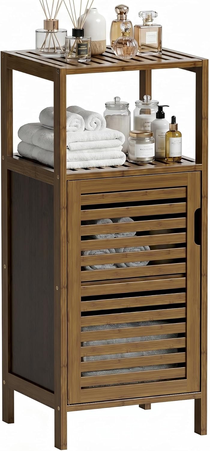 HITNET Bathroom Cabinet, Bamboo Floor Cabinet Free Standing, 4 Tier Sofa Side...