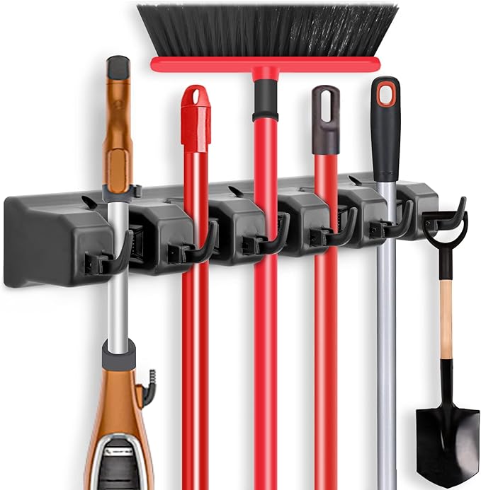 IMILLET Mop and Broom Holder, Wall Mounted Organizer-Mop and broom Storage Tool by IMILLET