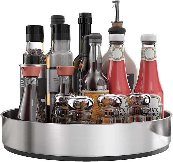 VAEHOLD Pantry Cabinet Lazy Susan Stainless Steel Black Spice Rack Turntable by VAEHOLD