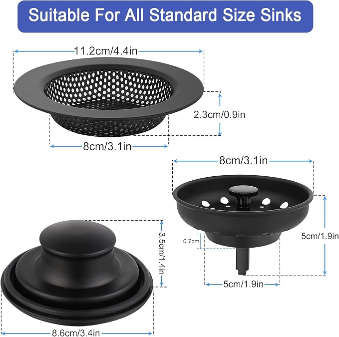 Kitchen Sink Drain Strainer 3 Pack Stainless Steel Sink Stopper, Anti-Clogging - Image 7