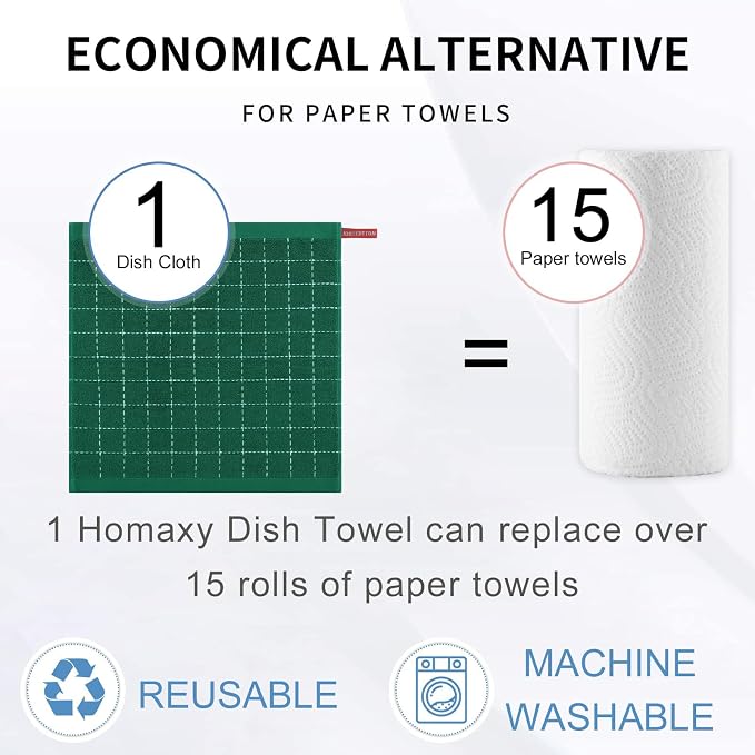 Homaxy 100% Cotton Terry Kitchen Dish Cloths, Ultra Soft and Absorbent Dish - Image 7