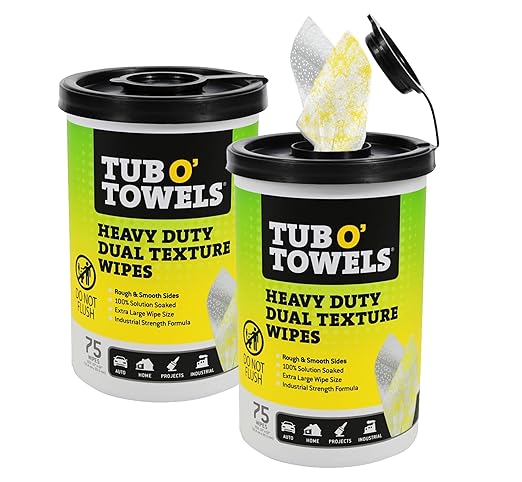 Tub O’ Towels TW75 Heavy-Duty 10" x 12" Size Multi-Surface Cleaning Wipes by TubOTowels