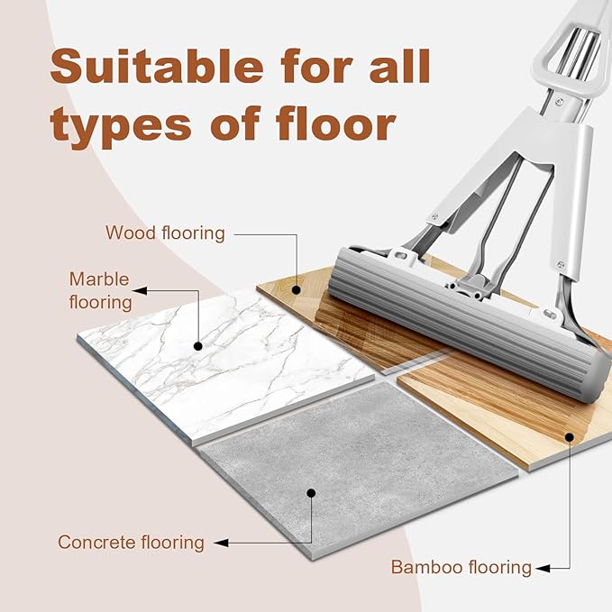 Sponge Mop for Kitchen Bathroom Garage Floor Cleaning Telescope Handle - Image 4