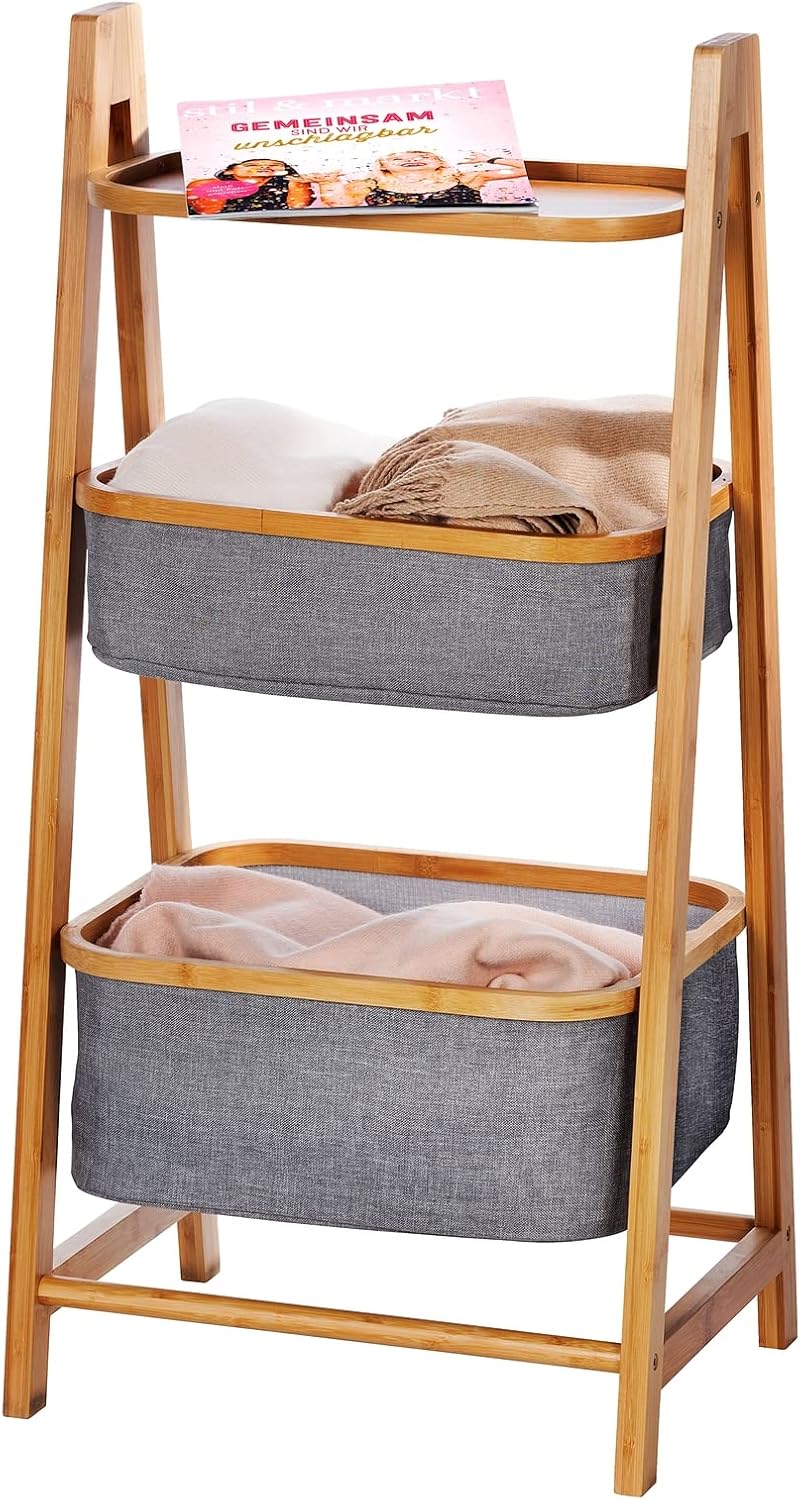 WENKO Shelving Unit with Two Storage Baskets, Open Shelf for Bathroom, Bedroo...