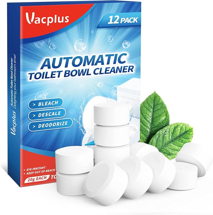Vacplus Toilet Bowl Cleaner Tablets 12 PACK, Automatic Toilet Bowl Cleaners by Vacplus