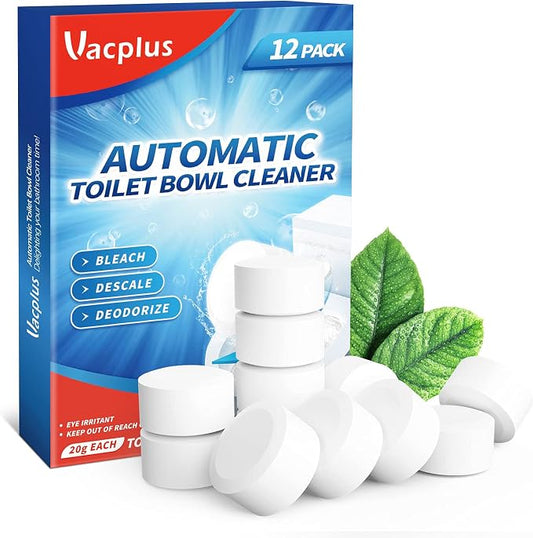 Vacplus Toilet Bowl Cleaner Tablets 12 PACK, Automatic Toilet Bowl Cleaners by Vacplus