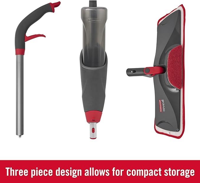 Rubbermaid Reveal Spray Mop Floor Cleaning Kit, 3 Reusable Microfiber Wet Pads - Image 3