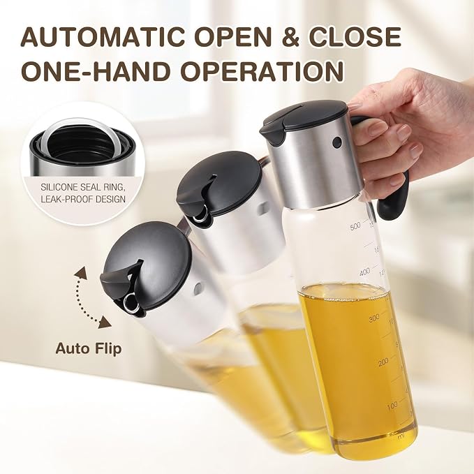Vucchini Large Olive Oil Dispenser Bottle Kitchen Cooking Oil Dispenser Auto - Image 3