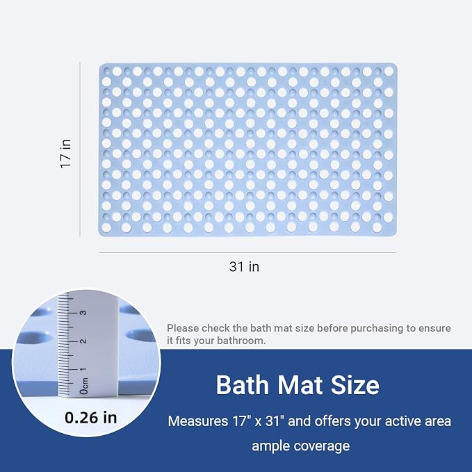Non Slip Bathtub Mat and Shower Mat 31x17 inch, Bath Mat - Image 2