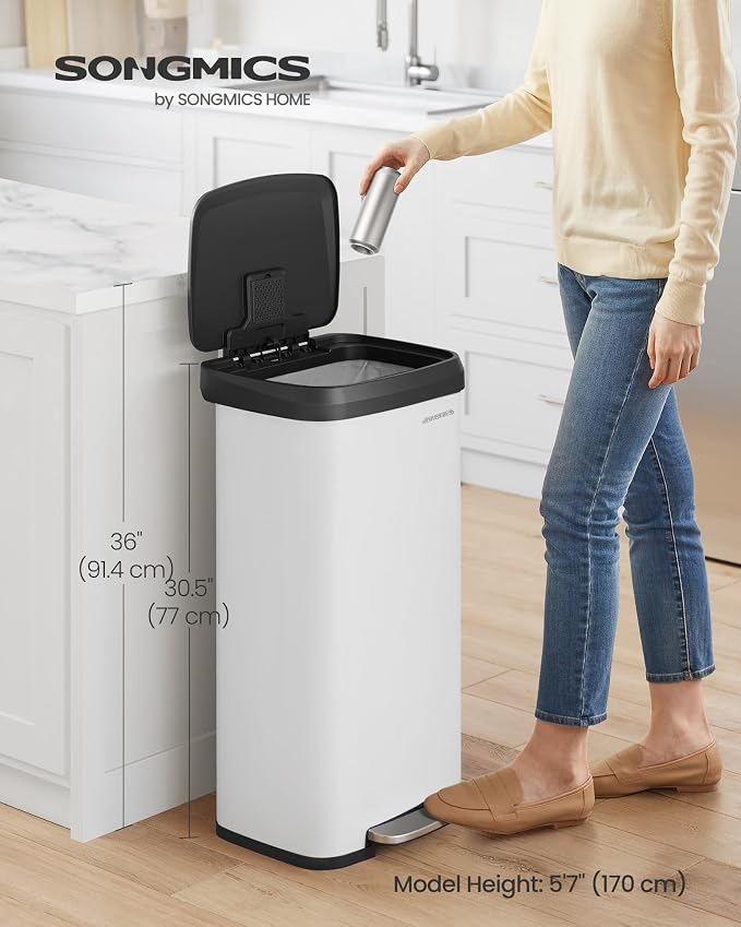 SONGMICS Kitchen Trash Can, 18-Gallon Stainless Steel Garbage Can, - Image 2