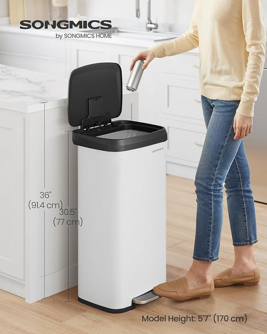 SONGMICS Kitchen Trash Can, 18-Gallon Stainless Steel Garbage Can, - Image 2