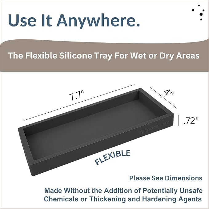 Countertop and Vanity Tray – Small 7.7” Silicone Tray, Soap Dispenser Trays - Image 3