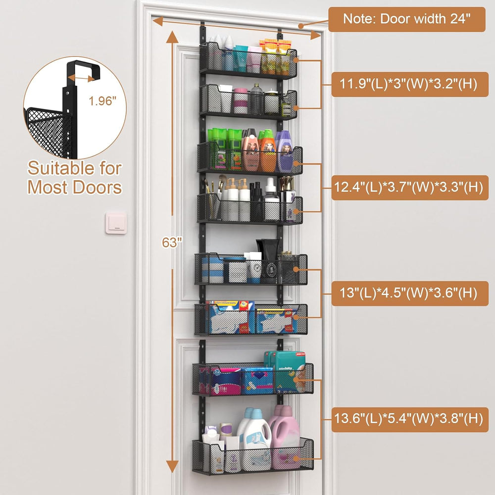 VyGrow Over The Door Organizer, 8-tier Metal Door Organizer Hanging with Adju...