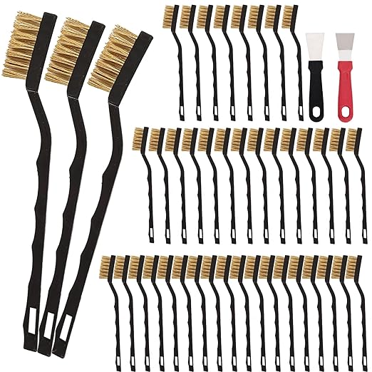 Mini Wire Brush Pure Brass Copper Wire Brush Set, Curved Handle Masonry Brush by Unknown