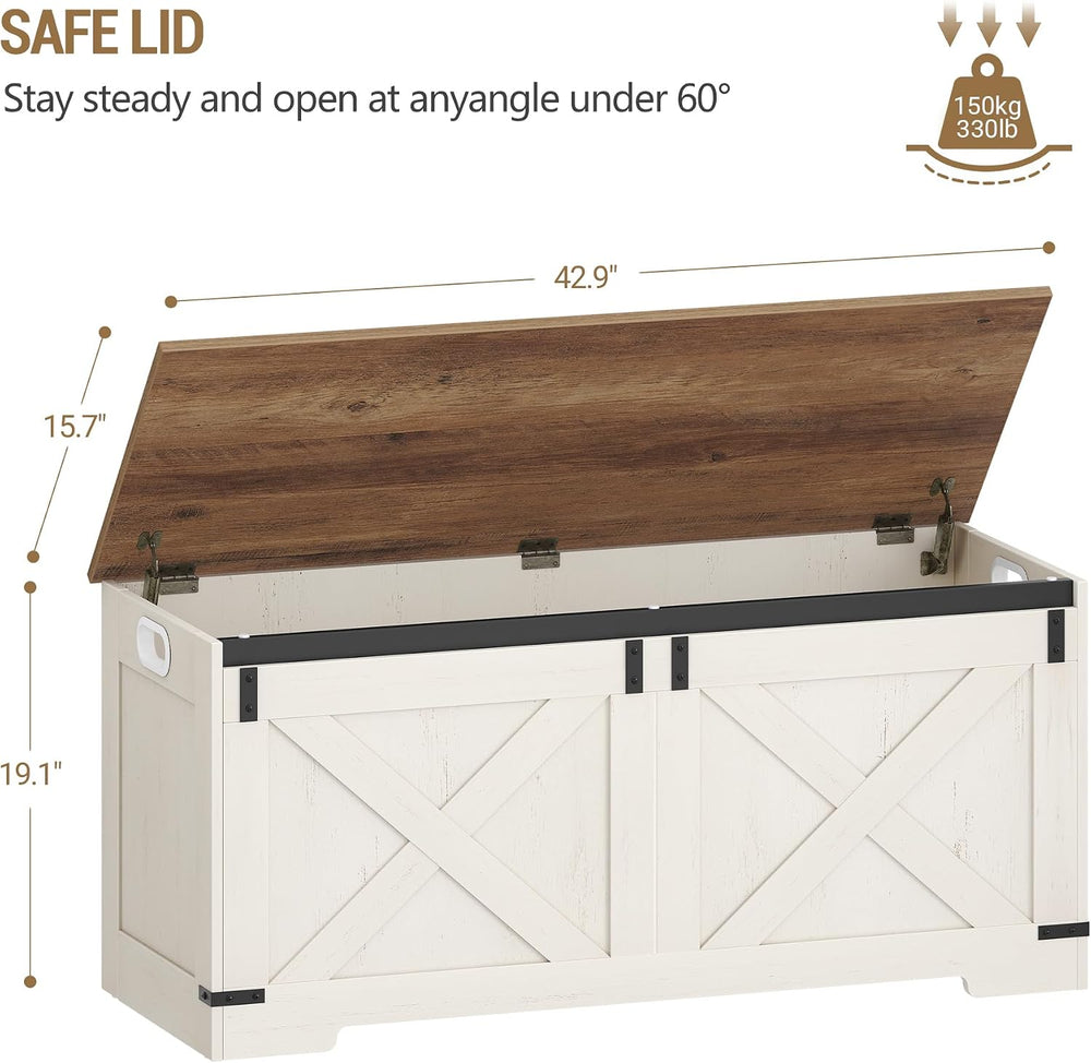 Hzuaneri 43" Farmhouse Storage Chest and Bench | 55 Gal | 330lb Seat