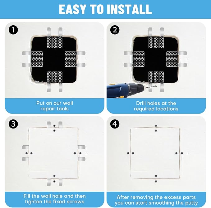 Drywall Repair Clips, 8 Pack Stainless Steel Wall Patch Kit - Image 4