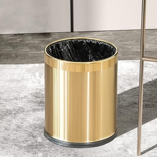 14L/2.6GAL，Gold Bathroom Trash can, Brushed Brass Garbage can, Small Gold - Image 2