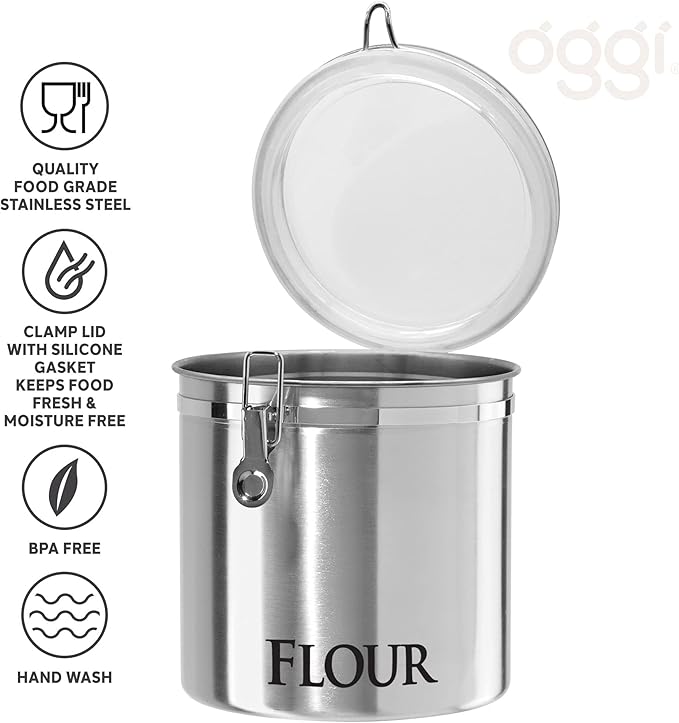 Oggi Stainless Steel Kitchen Canister 152oz + Oggi Jumbo 8" Stainless Steel - Image 7