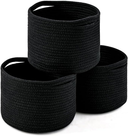 Small Black Baskets for Organizing, Storage Baskets for Shelves, Small Woven by ICERZCZ