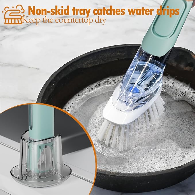 Soap Dispensing Replacement Dish Brush Storage Set - Image 4