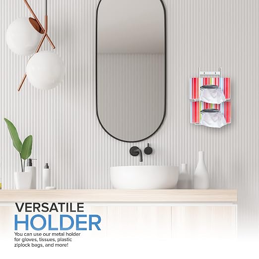 Stock Your Home (White Metal Double Gloves Dispenser, Tissue Box Shelf - Image 6
